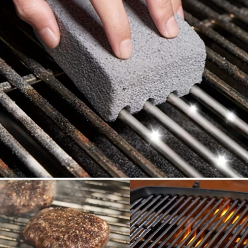 Grill Griddle Cleaning Brick Block Descaling Stone BBQ Handle Protect Hands