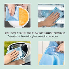 10pcs Fish Scale Glass Wiping Cloth - Absorbent Towel, Kitchen Degreasing Cloth