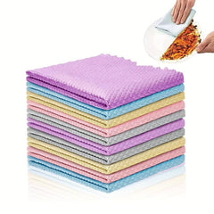 10pcs Fish Scale Glass Wiping Cloth - Absorbent Towel, Kitchen Degreasing Cloth