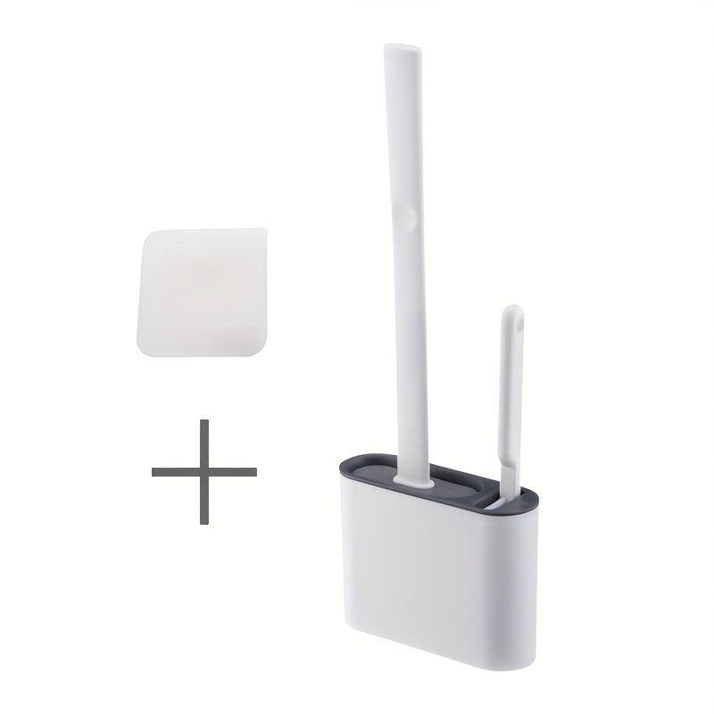 Wall Mounted Toilet Brush Set, Long Handle, Small Brush, Flexible Cleaning