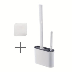 Wall Mounted Toilet Brush Set, Long Handle, Small Brush, Flexible Cleaning