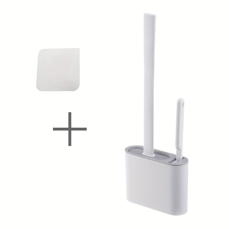 Wall Mounted Toilet Brush Set, Long Handle, Small Brush, Flexible Cleaning