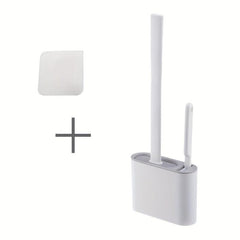 Wall Mounted Toilet Brush Set, Long Handle, Small Brush, Flexible Cleaning