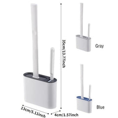 Wall Mounted Toilet Brush Set, Long Handle, Small Brush, Flexible Cleaning