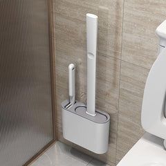 Wall Mounted Toilet Brush Set, Long Handle, Small Brush, Flexible Cleaning