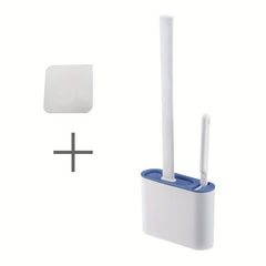Wall Mounted Toilet Brush Set, Long Handle, Small Brush, Flexible Cleaning
