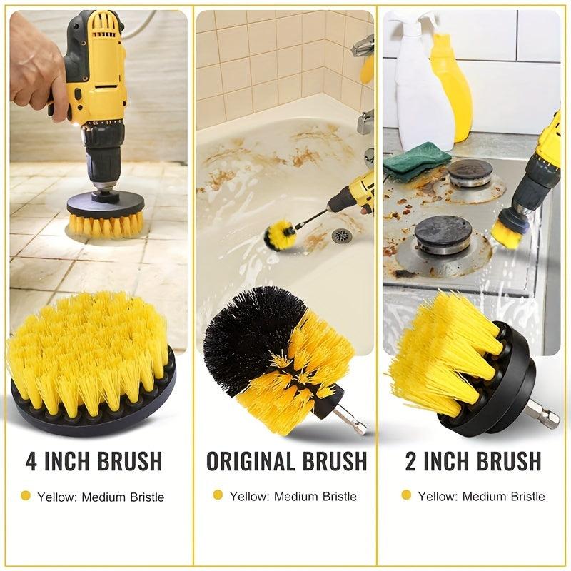 3pc Auto Detailing Drill Brush Set Car Wheel Cleaner Kit