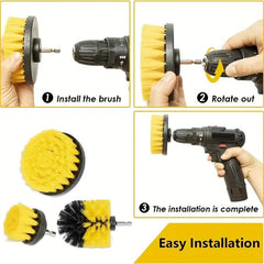 3pc Auto Detailing Drill Brush Set Car Wheel Cleaner Kit