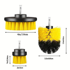 3pc Auto Detailing Drill Brush Set Car Wheel Cleaner Kit