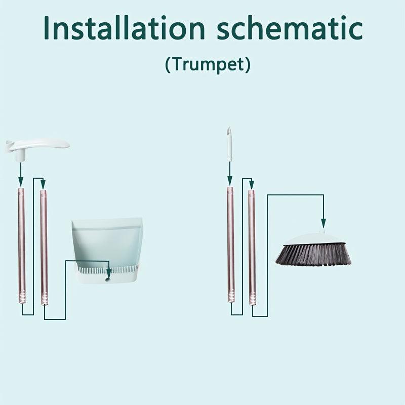 Household Broom and Dustpan Set with Stainless Steel Handle