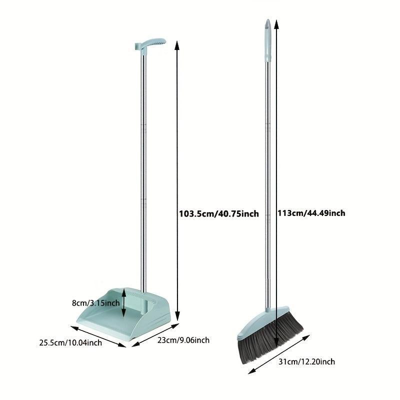 Household Broom and Dustpan Set with Stainless Steel Handle