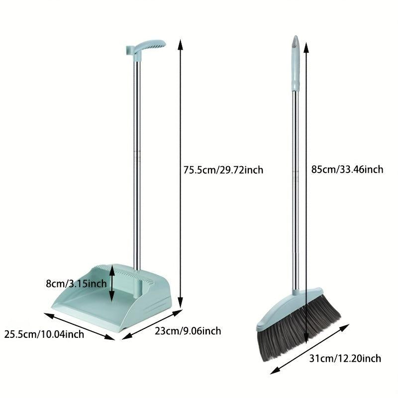 Household Broom and Dustpan Set with Stainless Steel Handle