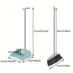 Household Broom and Dustpan Set with Stainless Steel Handle