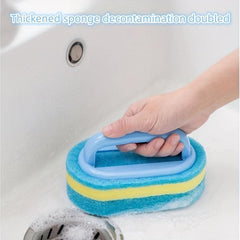 Thick Sponge Cleaning Brush with Handle - Multi-Purpose Scrub Brush