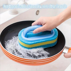 Thick Sponge Cleaning Brush with Handle - Multi-Purpose Scrub Brush
