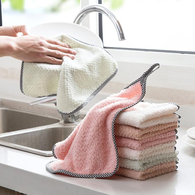 20pcs Coral Velvet Dish Cloths Soft Absorbent Towels