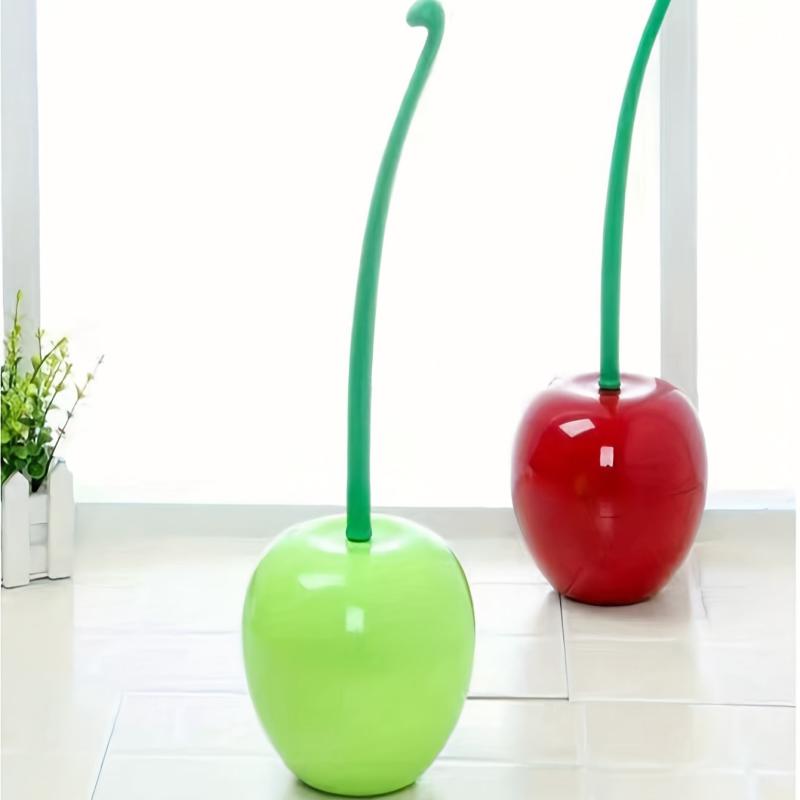 Cherry Toilet Brush With Holder Plastic Long Handle
