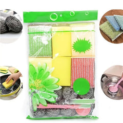 19pcs Kitchen Cleaning Set Stainless Steel Wire Ball Dishwashing Sponge