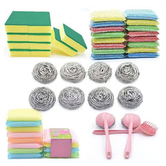 19pcs Kitchen Cleaning Set Stainless Steel Wire Ball Dishwashing Sponge