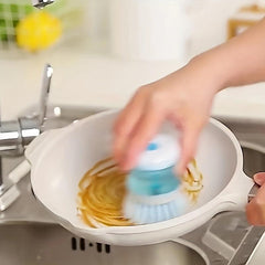 Pot Brush With Soap Dispenser Kitchen Cleaning Brush