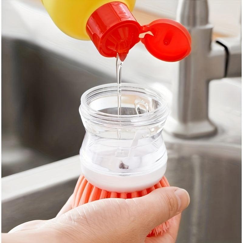 Pot Brush With Soap Dispenser Kitchen Cleaning Brush