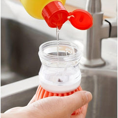 Pot Brush With Soap Dispenser Kitchen Cleaning Brush
