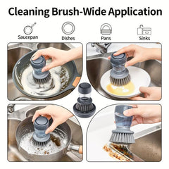 Pot Brush With Soap Dispenser And Drip Tray Kitchen Cleaning Brush
