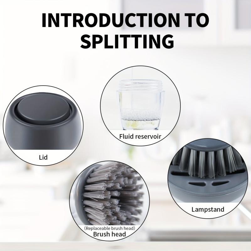 Pot Brush With Soap Dispenser And Drip Tray Kitchen Cleaning Brush
