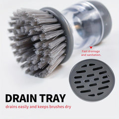Pot Brush With Soap Dispenser And Drip Tray Kitchen Cleaning Brush