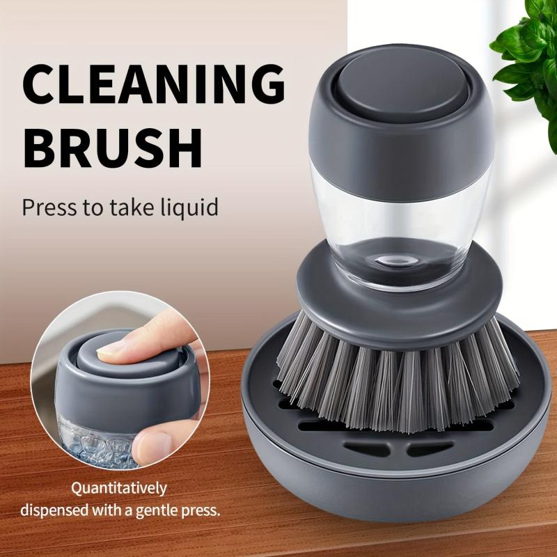 Pot Brush With Soap Dispenser And Drip Tray Kitchen Cleaning Brush