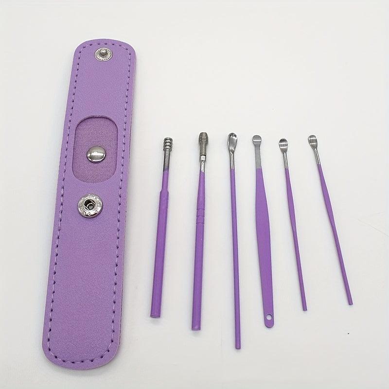 6pcs Ear Wax Removal Set Stainless Steel Ear Picking Spoon