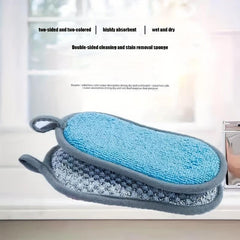 3pcs Kitchen Dishwashing Sponge Double-sided Cleaning Scouring Pad