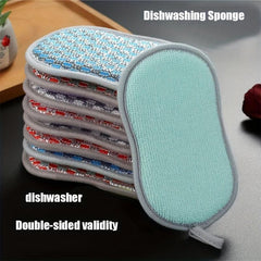 3pcs Kitchen Dishwashing Sponge Double-sided Cleaning Scouring Pad