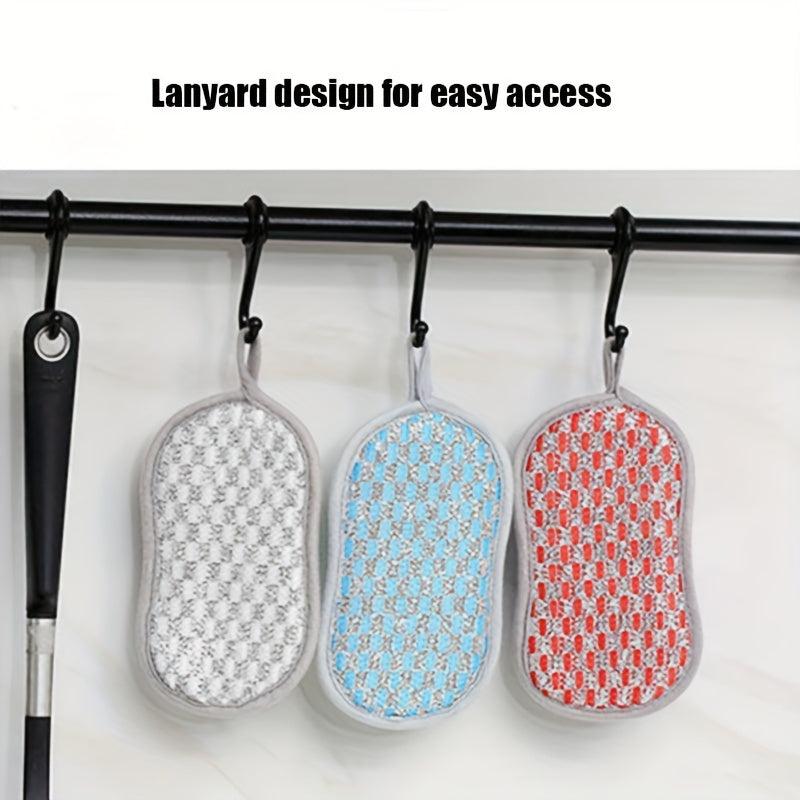 3pcs Kitchen Dishwashing Sponge Double-sided Cleaning Scouring Pad