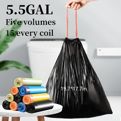 75pcs Drawstring Garbage Bag Automatic Closure Trash Bag Household Waste Bag