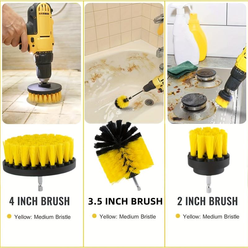 3pcs Drill Brush Set Power Scrubber Cleaning Kit With Extend Attachment