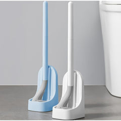 Toilet Cleaning Brush Set with Long Handle Base Silicone Brushes Holder