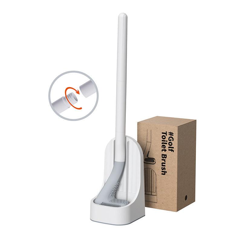 Toilet Cleaning Brush Set with Long Handle Base Silicone Brushes Holder