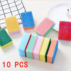 10pcs Colorful Kitchen Cleaning Sponge Wipe Dishwashing Sponge Scouring Pad
