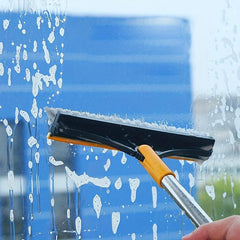 Floor Scrub Brush 2 In 1 Long Handle Cleaning Brush With Silicone Squeegee