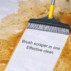 Floor Scrub Brush 2 In 1 Long Handle Cleaning Brush With Silicone Squeegee
