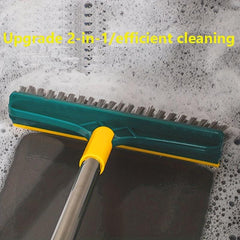 Floor Scrub Brush 2 In 1 Long Handle Cleaning Brush With Silicone Squeegee