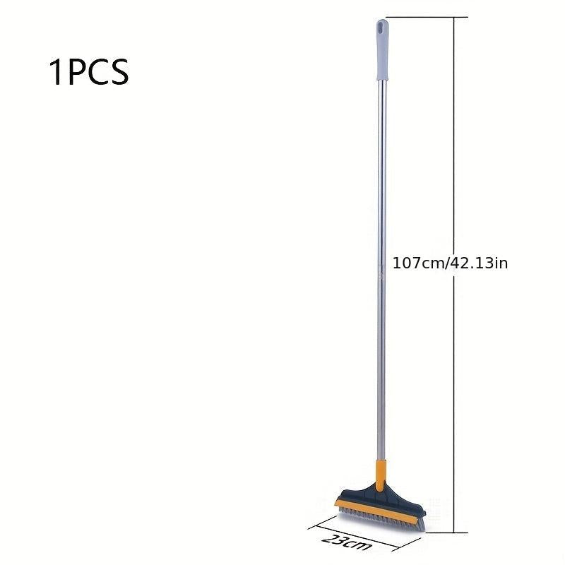 Floor Scrub Brush 2 In 1 Long Handle Cleaning Brush With Silicone Squeegee