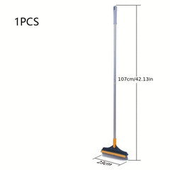 Floor Scrub Brush 2 In 1 Long Handle Cleaning Brush With Silicone Squeegee