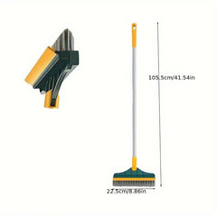 Floor Scrub Brush 2 In 1 Long Handle Cleaning Brush With Silicone Squeegee