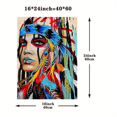 Colorful Indian Woman Print Artwork 12x16