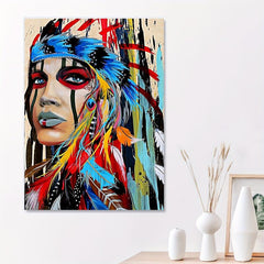 Colorful Indian Woman Print Artwork 12x16