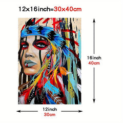Colorful Indian Woman Print Artwork 12x16