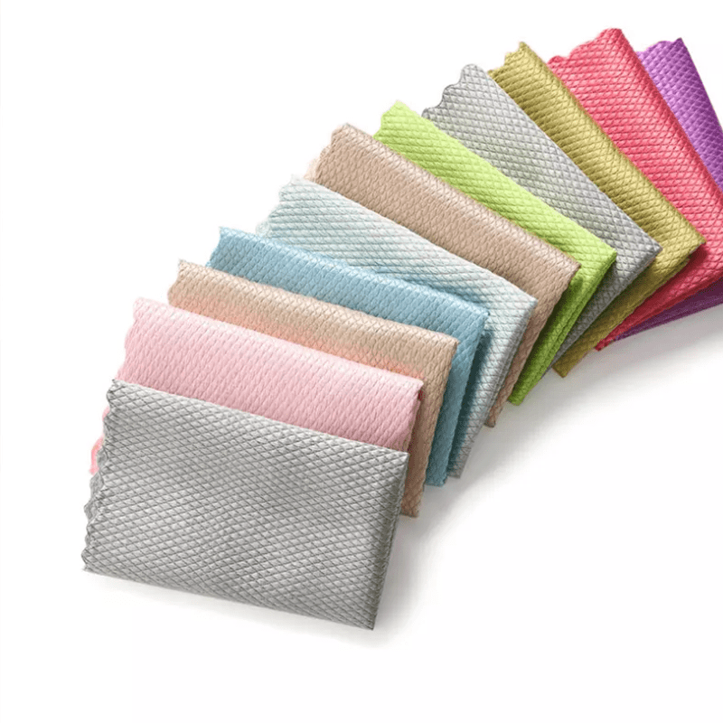 Fish Scale Glass Cleaning Cloth 9.8x9.8in Absorbent and Polishing