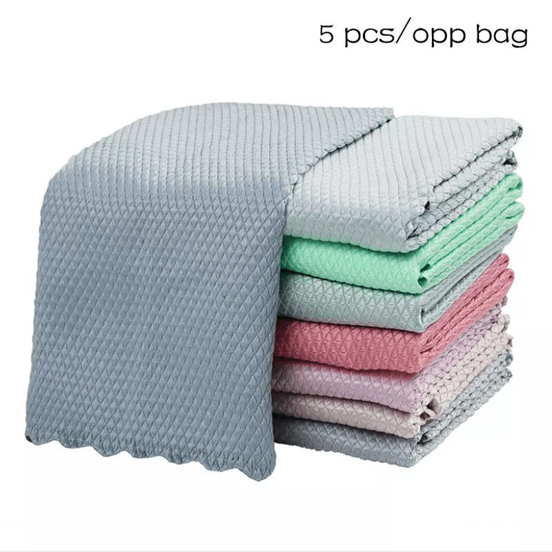 Fish Scale Glass Cleaning Cloth 9.8x9.8in Absorbent and Polishing
